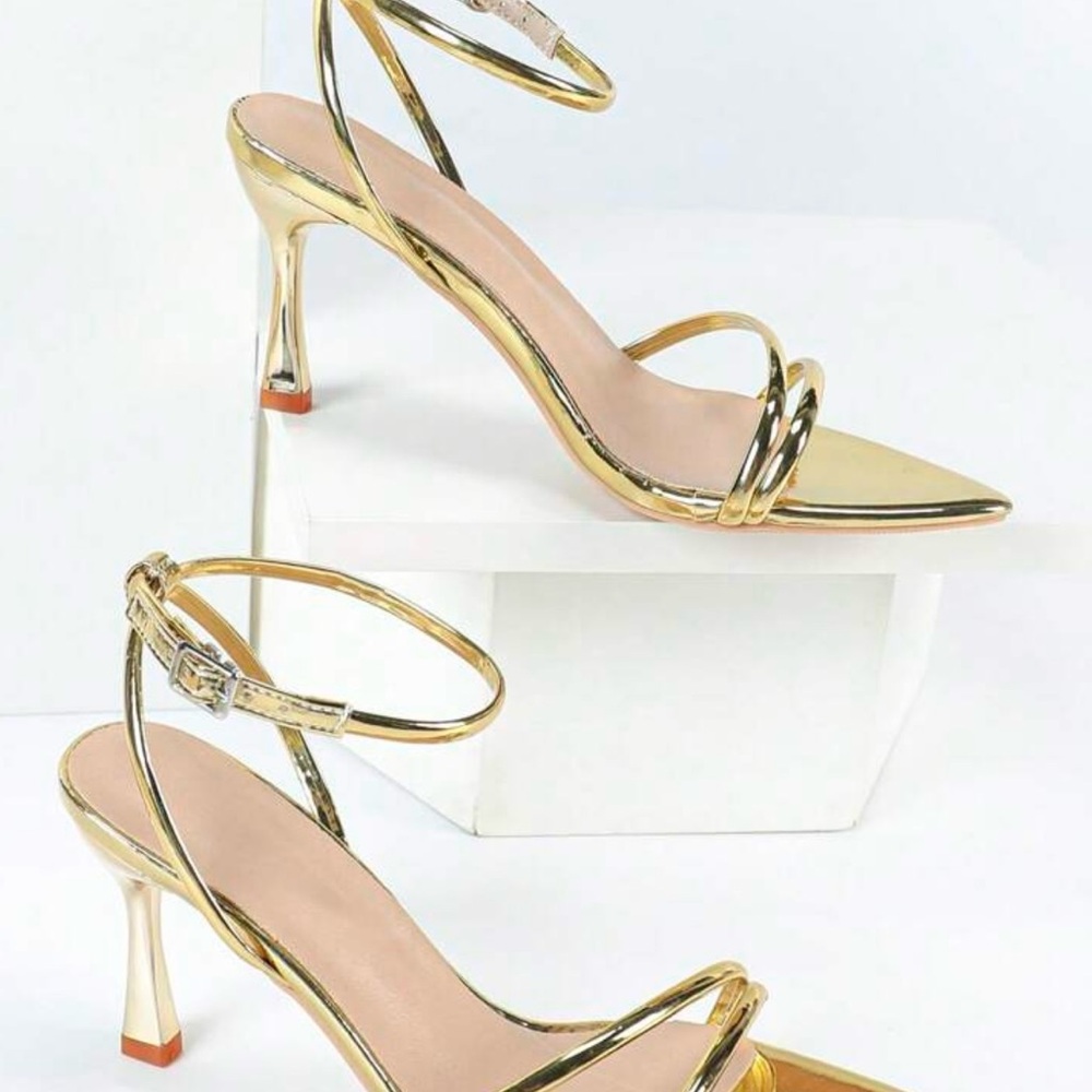 SHEIN Gold Strappy Heels